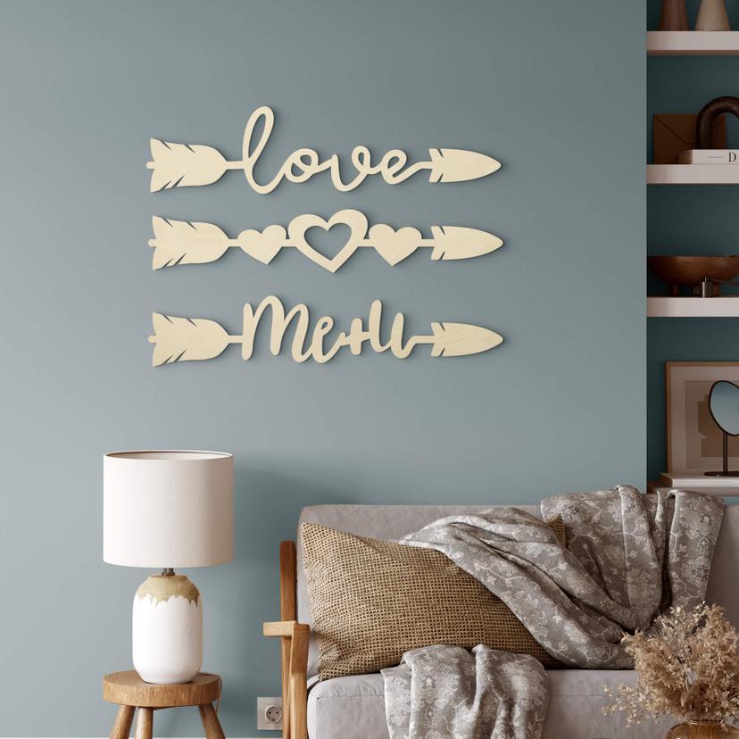 Lettres décoratives en bois -  Flèches - Placage peuplier