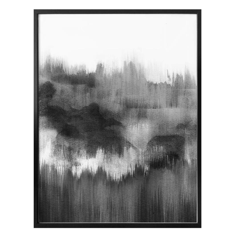 Plakat Nouveauprints - Akvarel penselstrøg (sort)