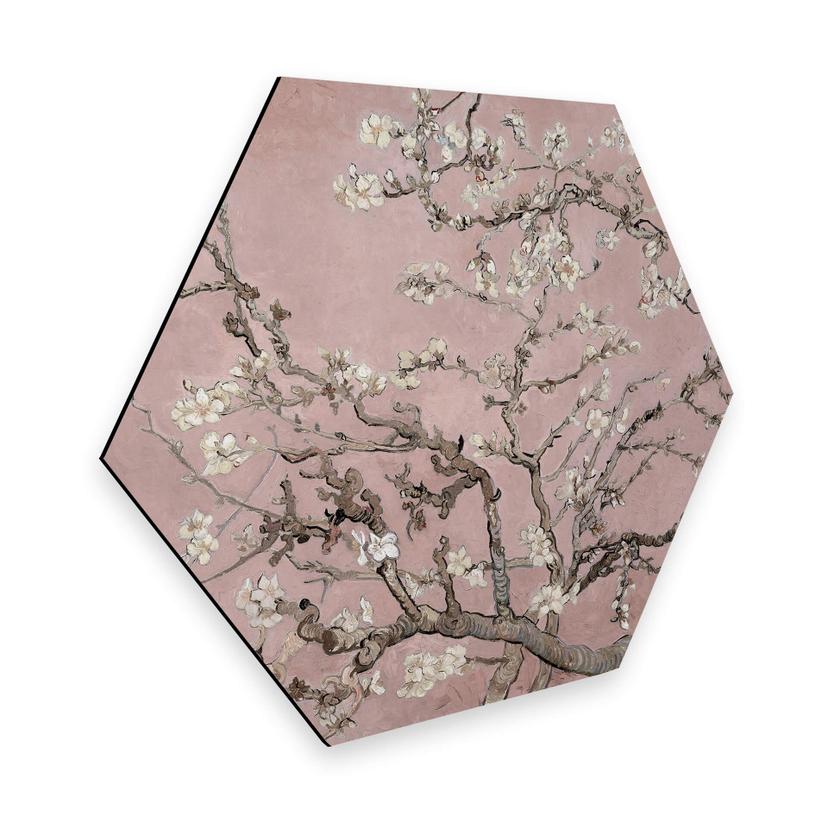 Hexagone - alu-Dibond van Gogh - Amandier en fleurs rose