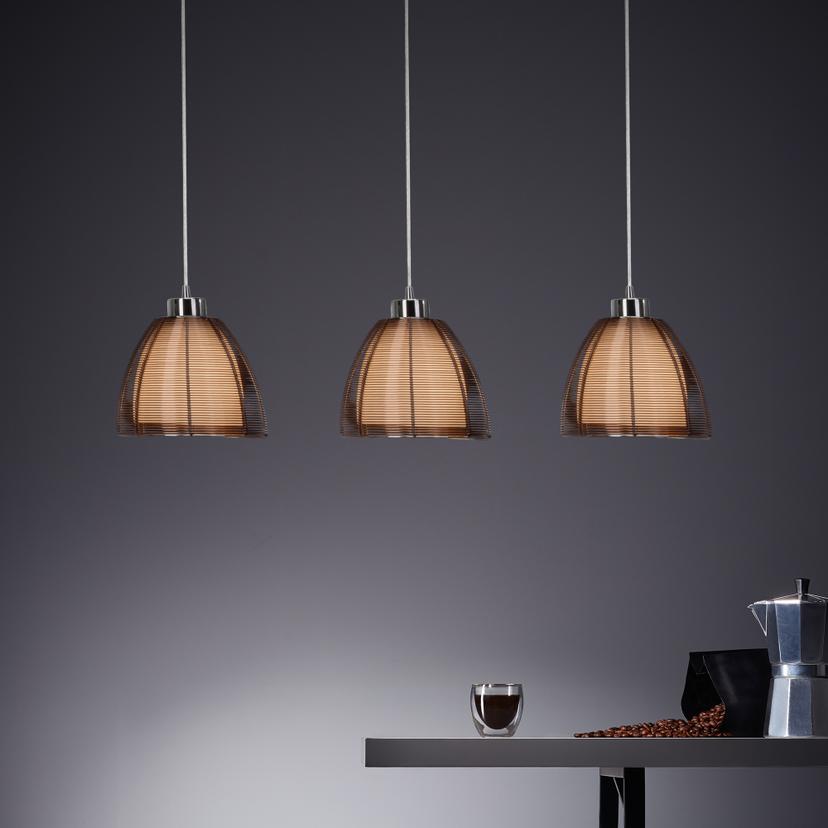 Pendelleuchte Maxime, braun, 121 x 80 cm, Glas Pendellampe, dimmbar