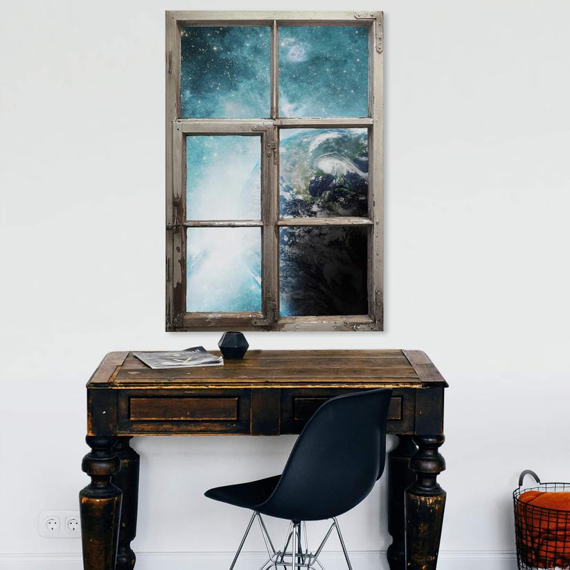 3D Wallsticker vindue shabby - I en fjern galakse