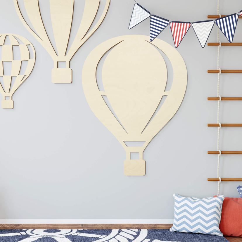 Decoración en madera de álamo - globo aerostático