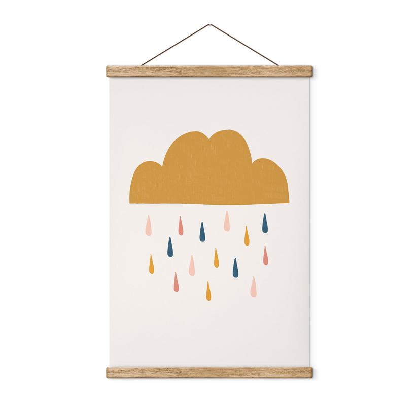 Tekstil plakat Munter regn i pastelfarver - Lisboa