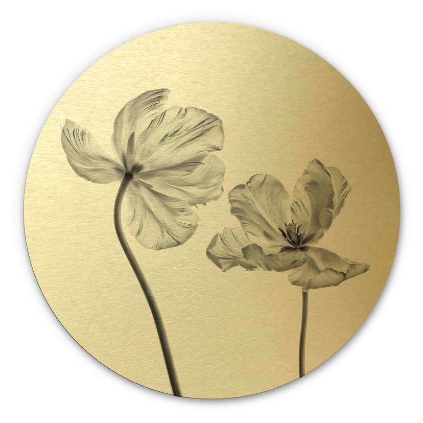 Dibond Schilderij met goud effect Grønkjær - Tulpen