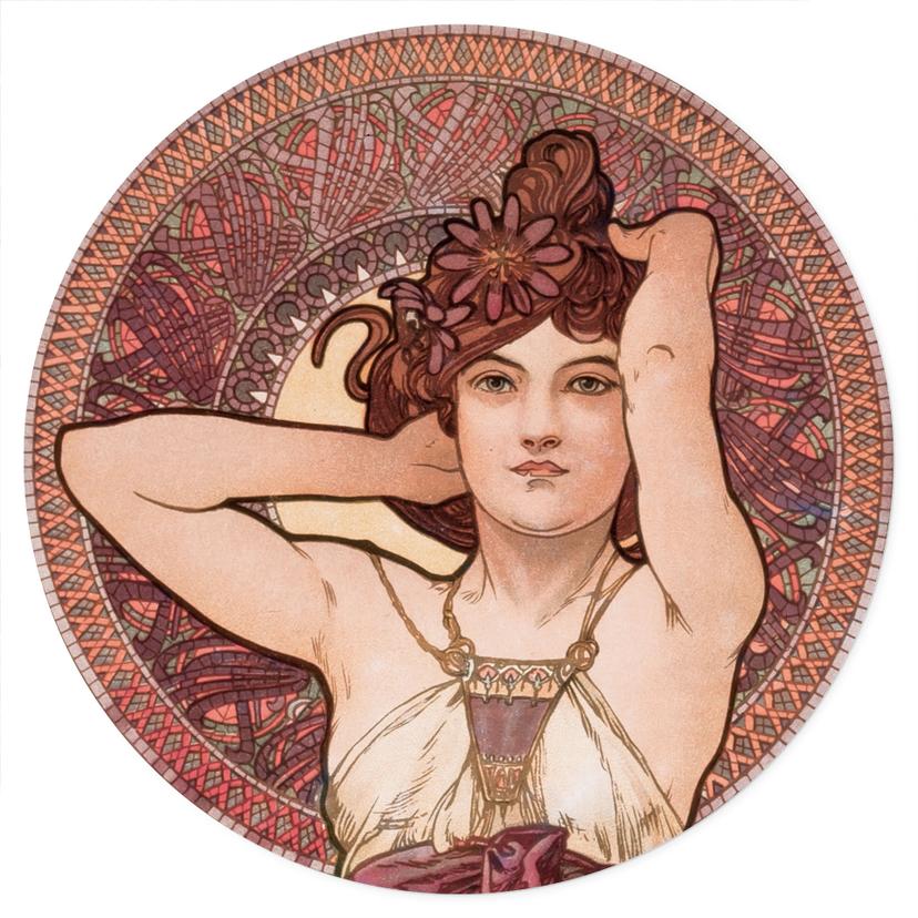 Adesivo murale Mucha - Pietre preziose: Ametista - Tonda