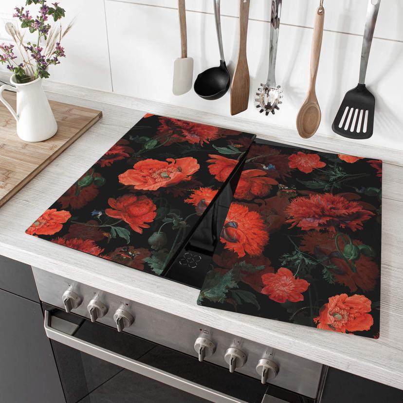 Dækplade til komfur UN Designs - Røde blomster
