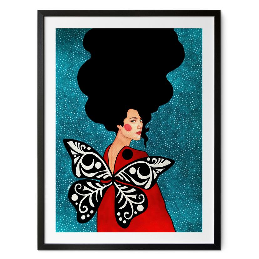 Póster mujer con alas de mariposa - Hülya