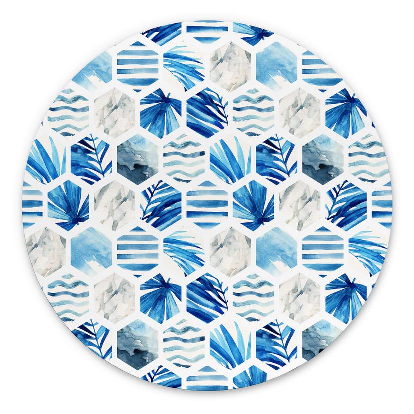 Tableau sur alu-Dibond rond Watercolour Waves