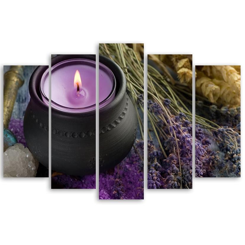 Stampa su tela 5 pezzi Candela Zen spa viola