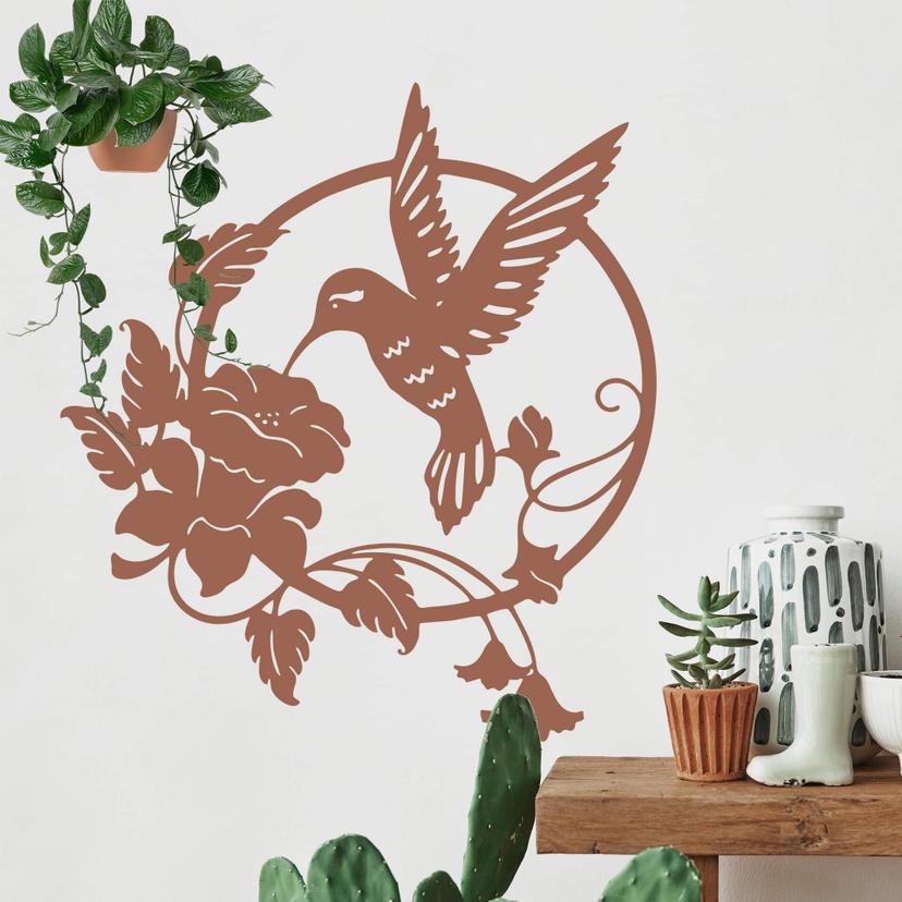 Adesivo murale Colibrì e fiori