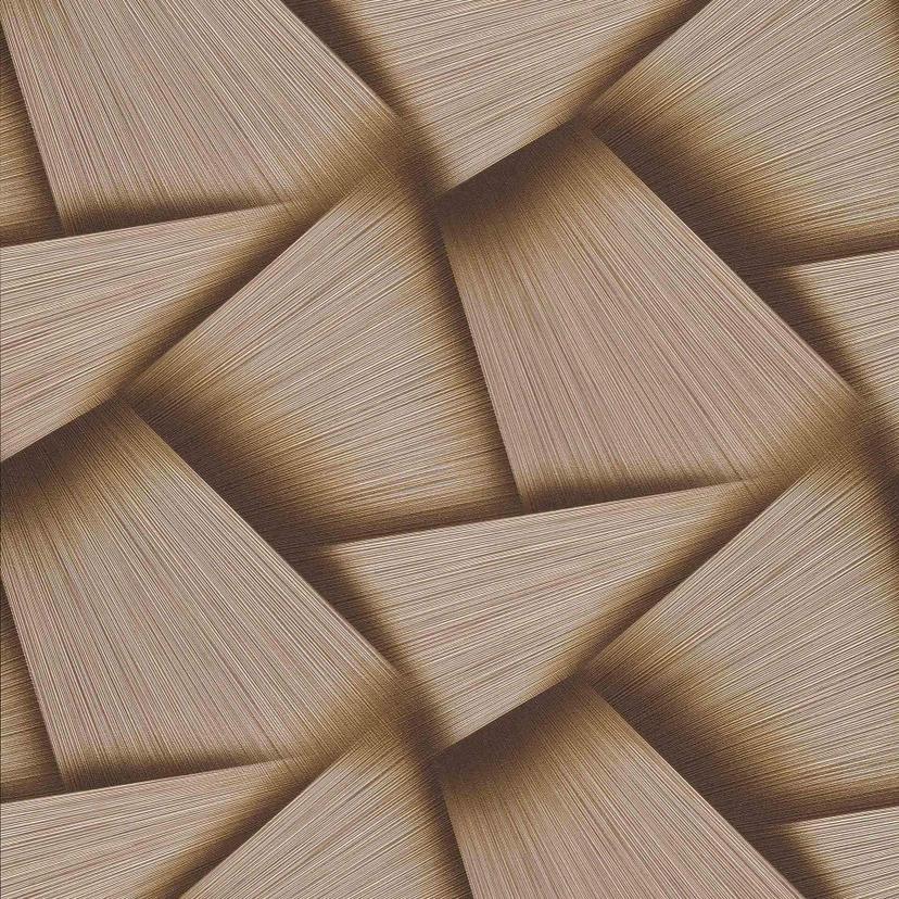 Carta da parati in tessuto non tessuto con forme geometriche ed effetto metallizzato in oro