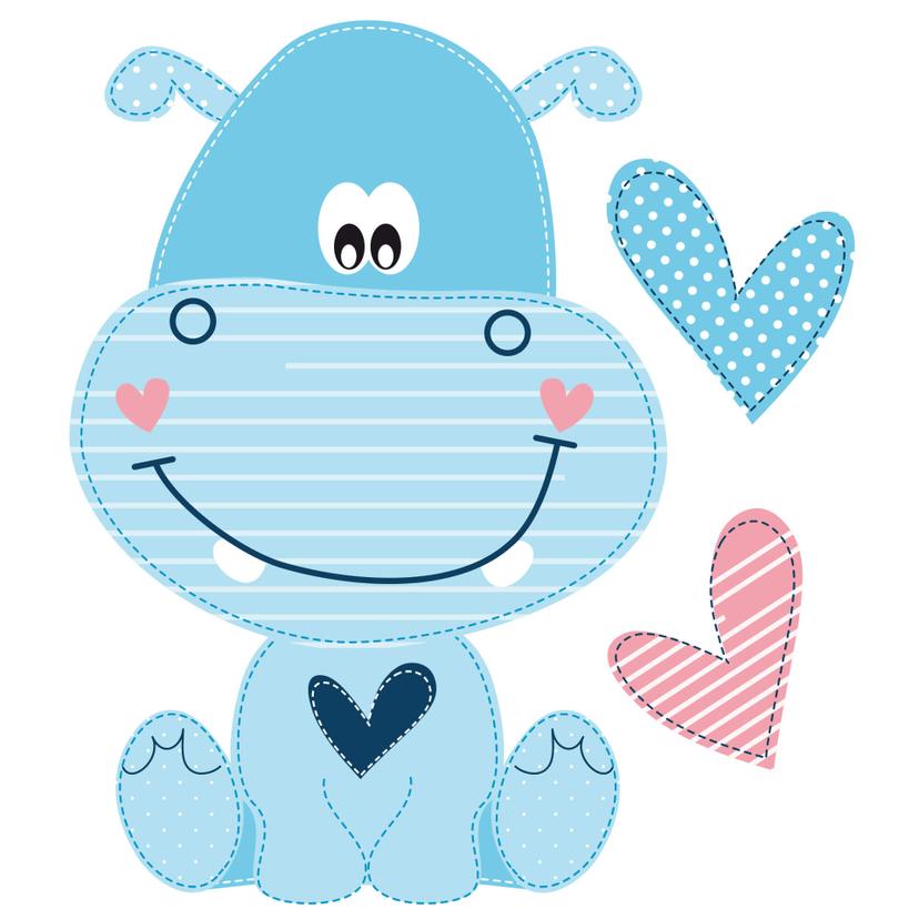 Sticker mural - Hippopotame heureux