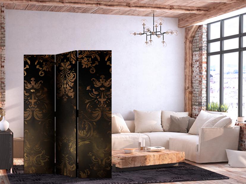 Paravent, Raumteiler freistehend, Trennwand - Baroque Ornaments in Patinated Gold and Bronze - Retro
