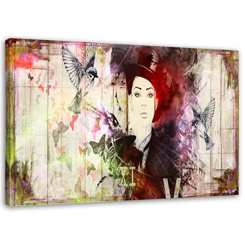 Canvasbillede, Pige med hat Shabby Chic