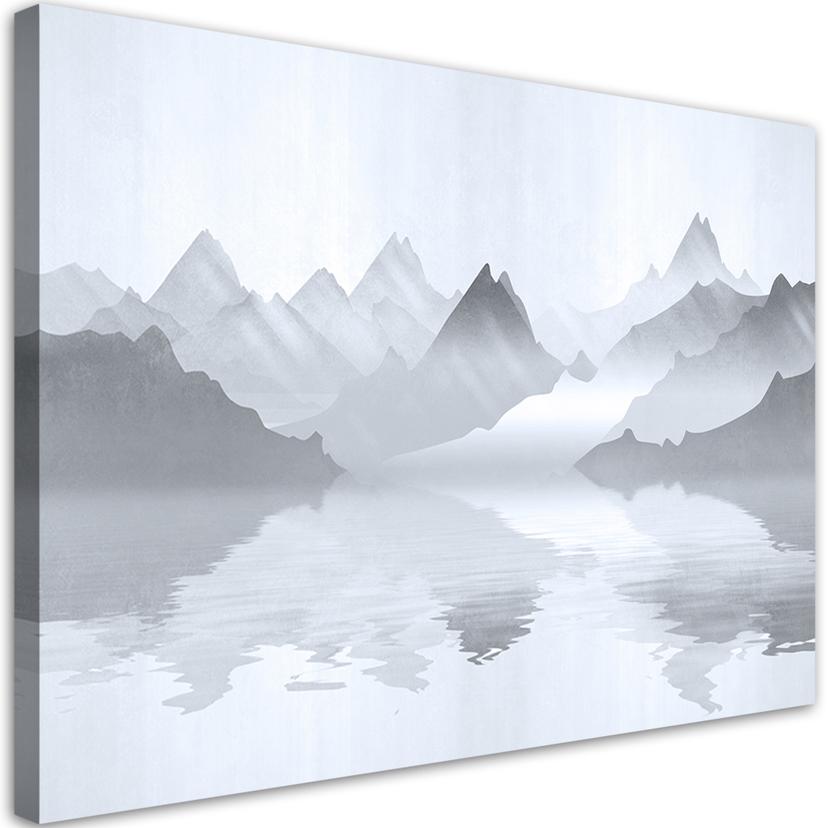 Canvasbillede, Abstraktion af bjerge ved havet