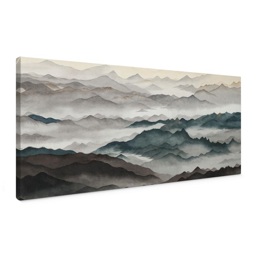 Leinwandbild Roerich Light - Nebelige Berglandschaft - Sir Edward x Grigory Gladarev - Panorama