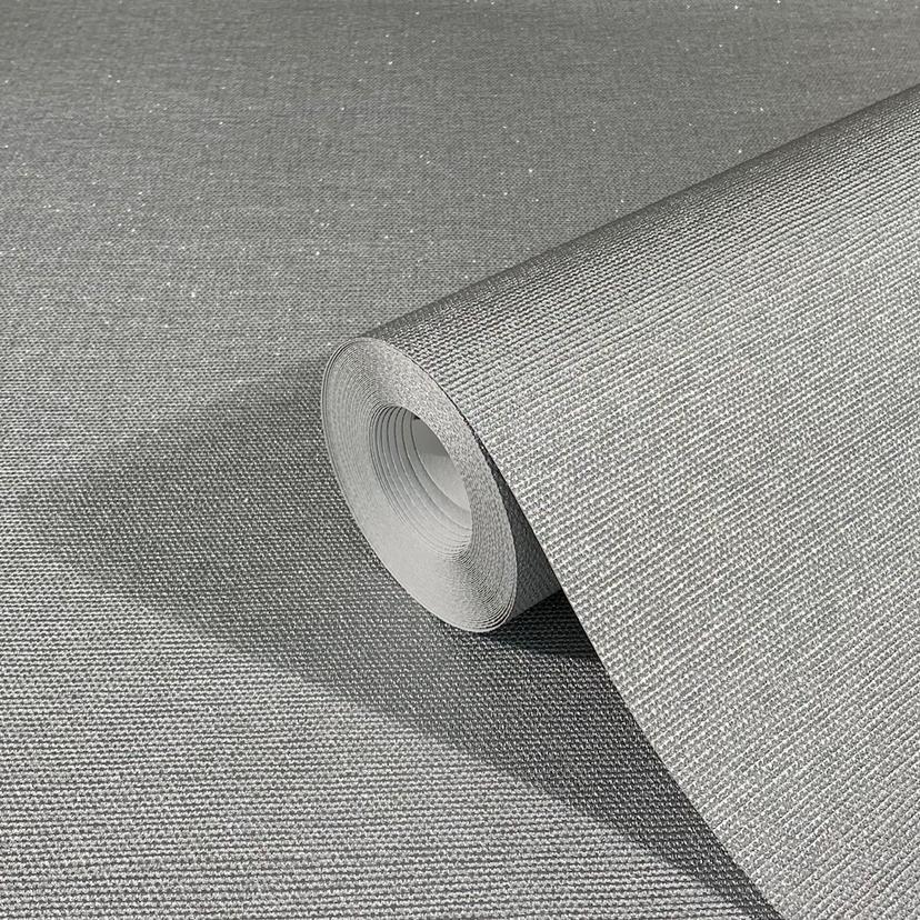Non-woven tapet med let struktureret overflade i massivt sølv