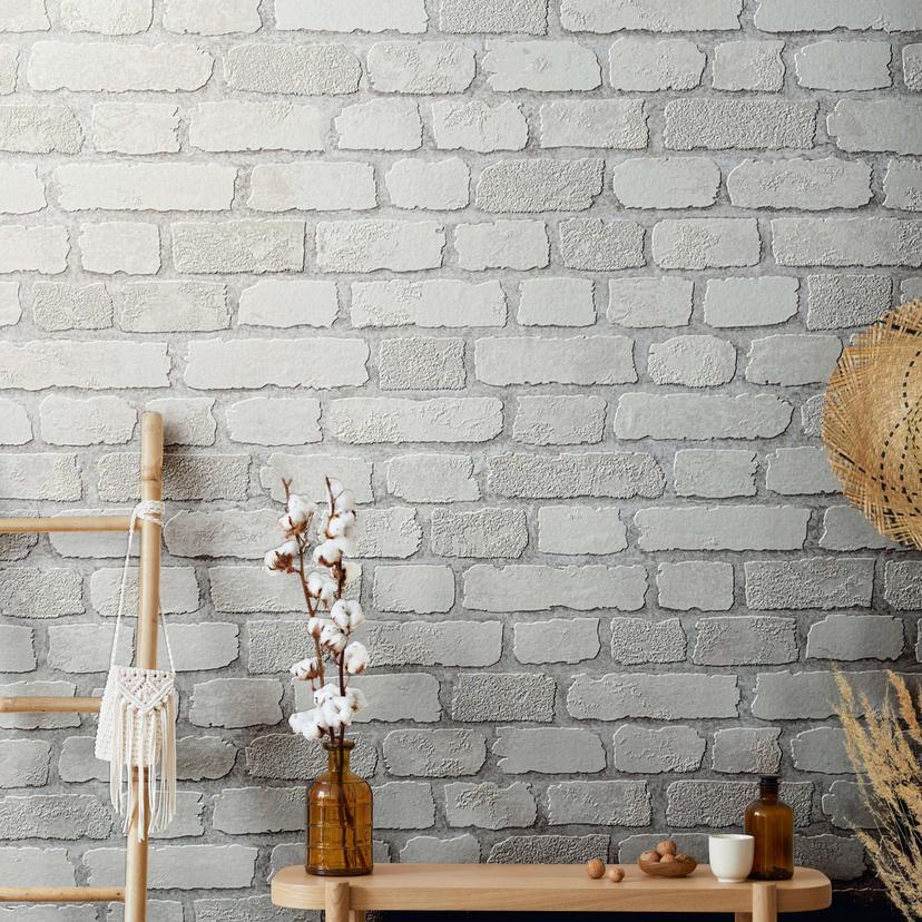 Sten-effekt tapet, hvid non-woven tapet
