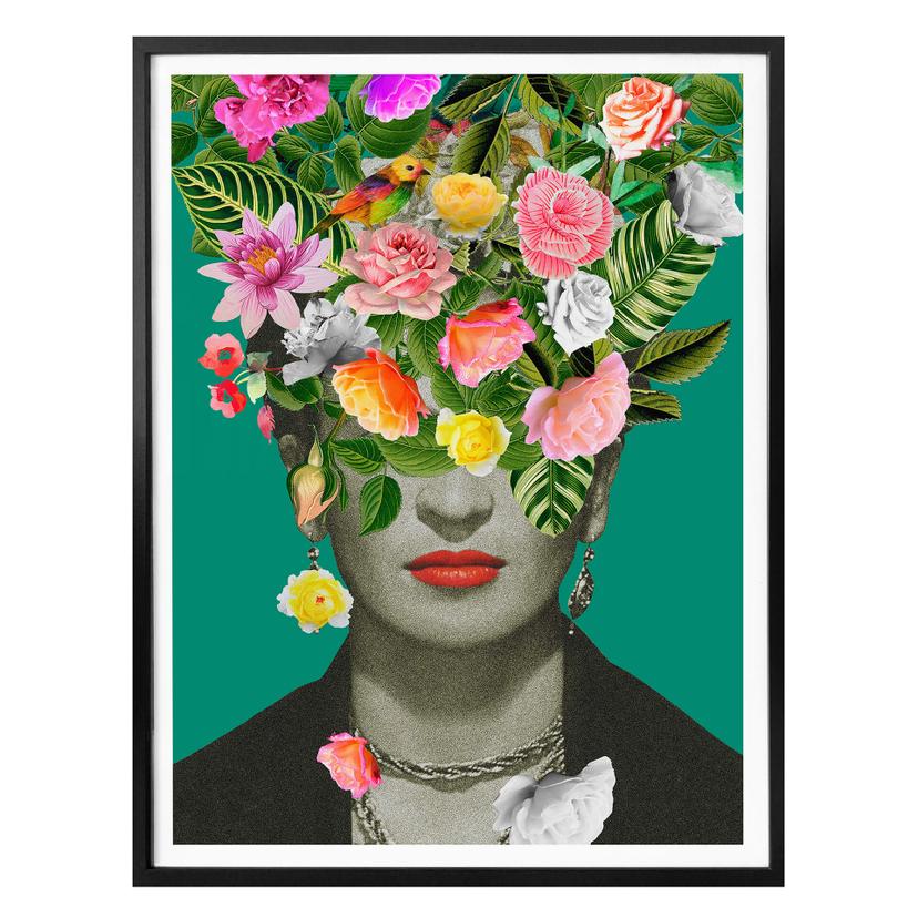 Póster Frida Estudio Floral - Retrato Frida