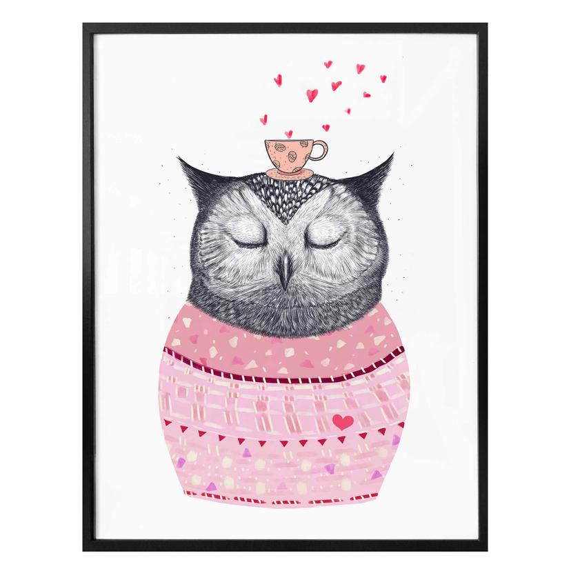 Plakat - Korenkova - Owl lover of coffee