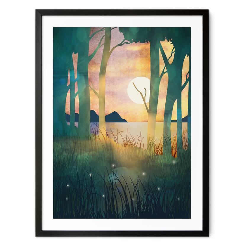 Póster Bosque mágico al atardecer - SpaceFrog Designs