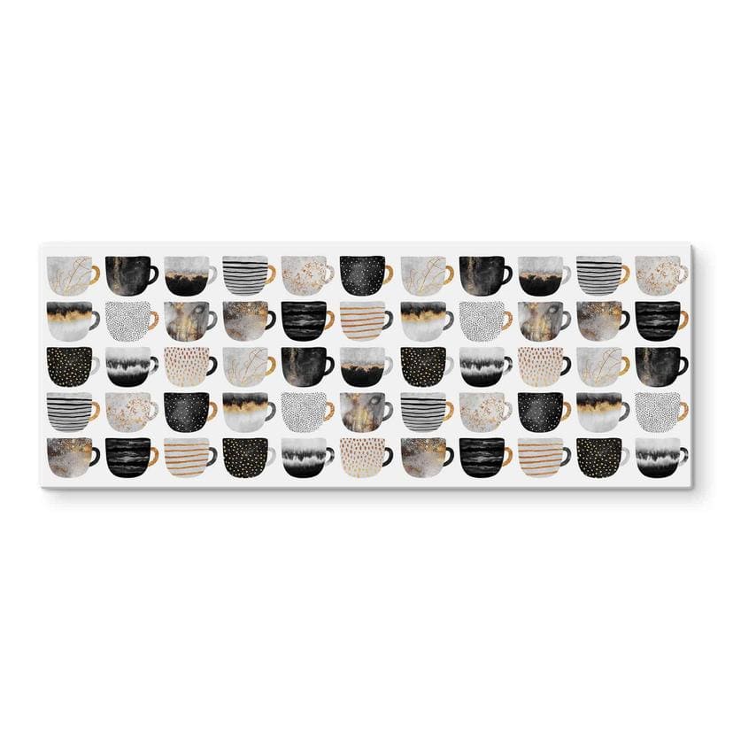 Spatscherm transparant - Fredriksson Koffiekopjes Black & Gold - panorama