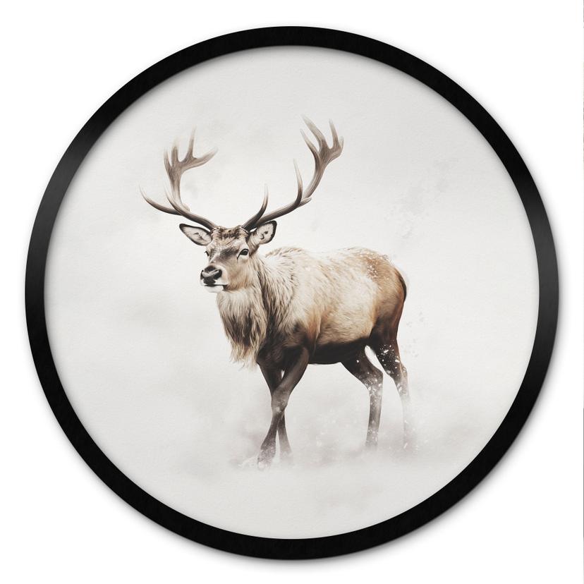 Plakat hjort i hvid vinter - Magnusson - Round