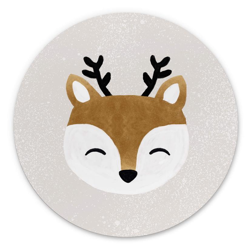 Vægcirkel Orara Studio - Cute Reindeer – print på aluminium (Alu-Dibond)