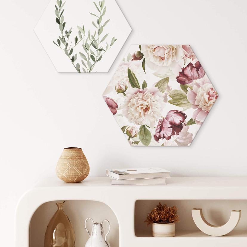 Hexagon Dibond UN Designs - Vintage Flowers