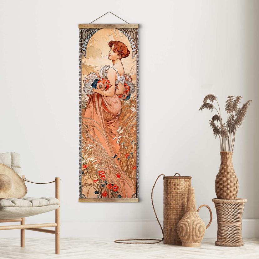 Póster de tela Mucha - Verano 1900 - Panorama