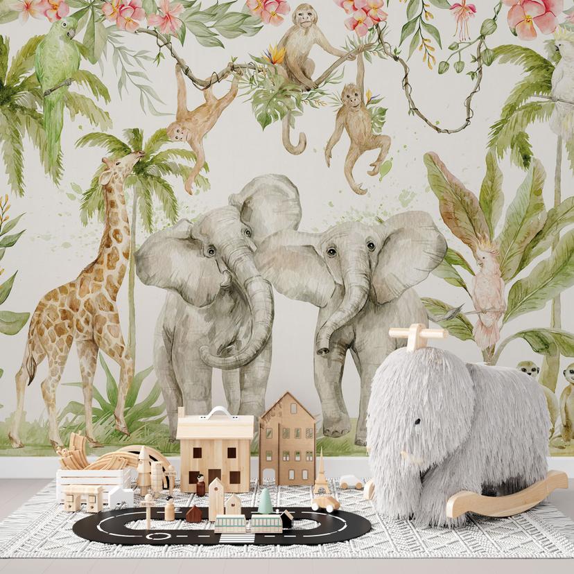 Fototapet Dyr i den tropiske jungle - UN Designs