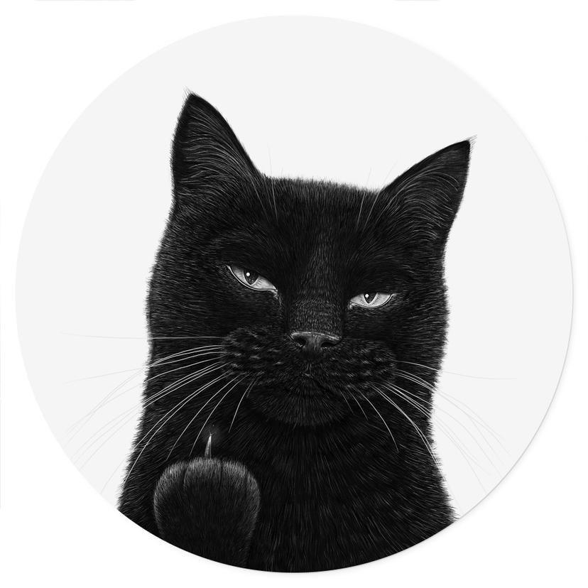 Wandtattoo Freche schwarze Katze - Korenkova - Rund