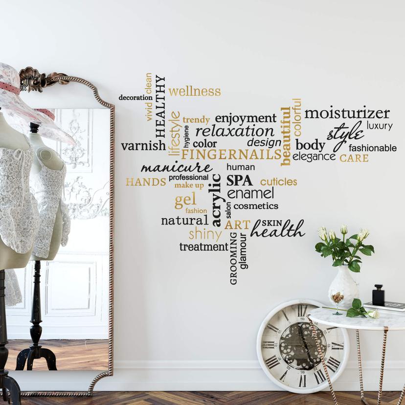 Muursticker Wellness Words zwart-goud