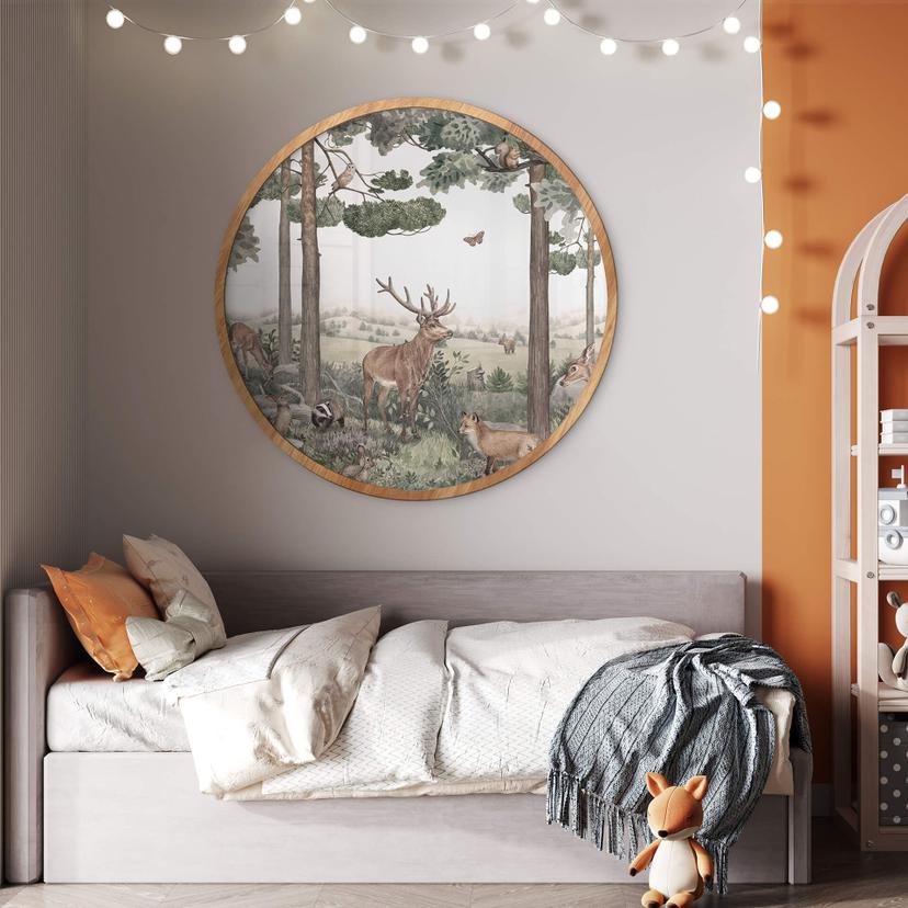 Poster Kikki Belle - Inhemska djur i skogen - Rund
