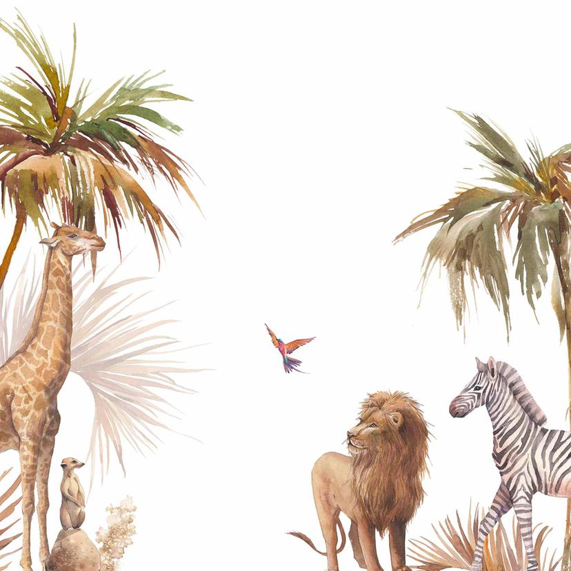 Carta da parati animali SavannahAnimal in bianco marrone - Carta da parati in tessuto non tessuto De