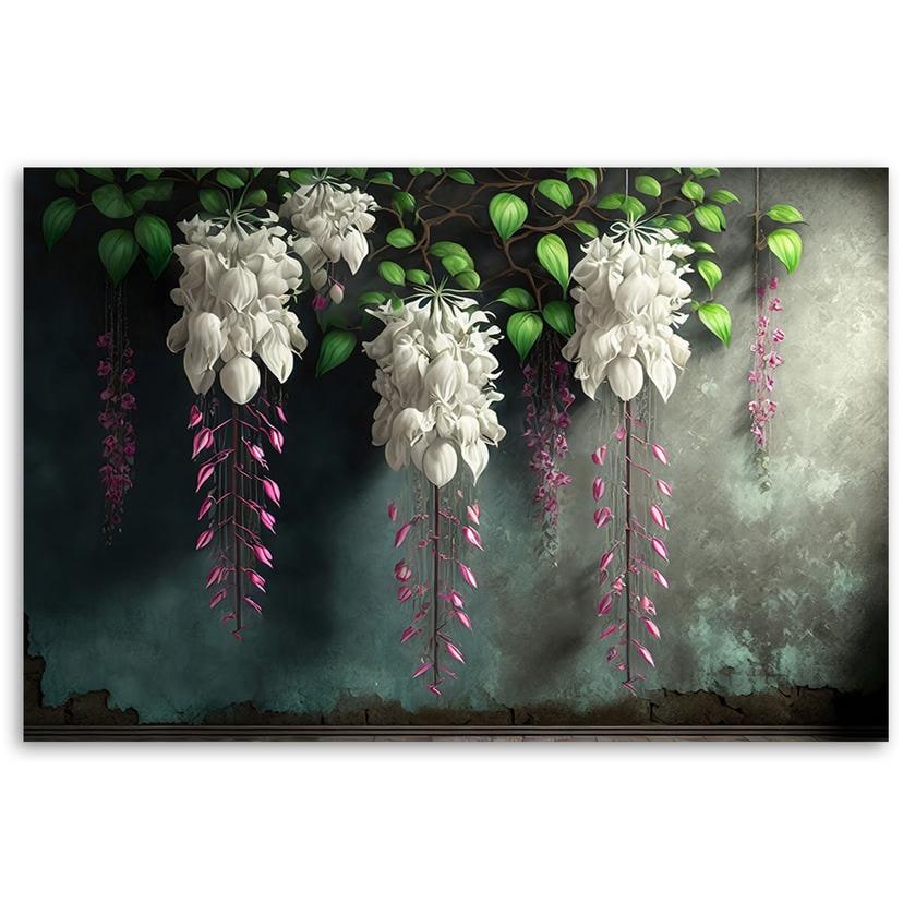 Canvasbillede, Hængende blomster i beton