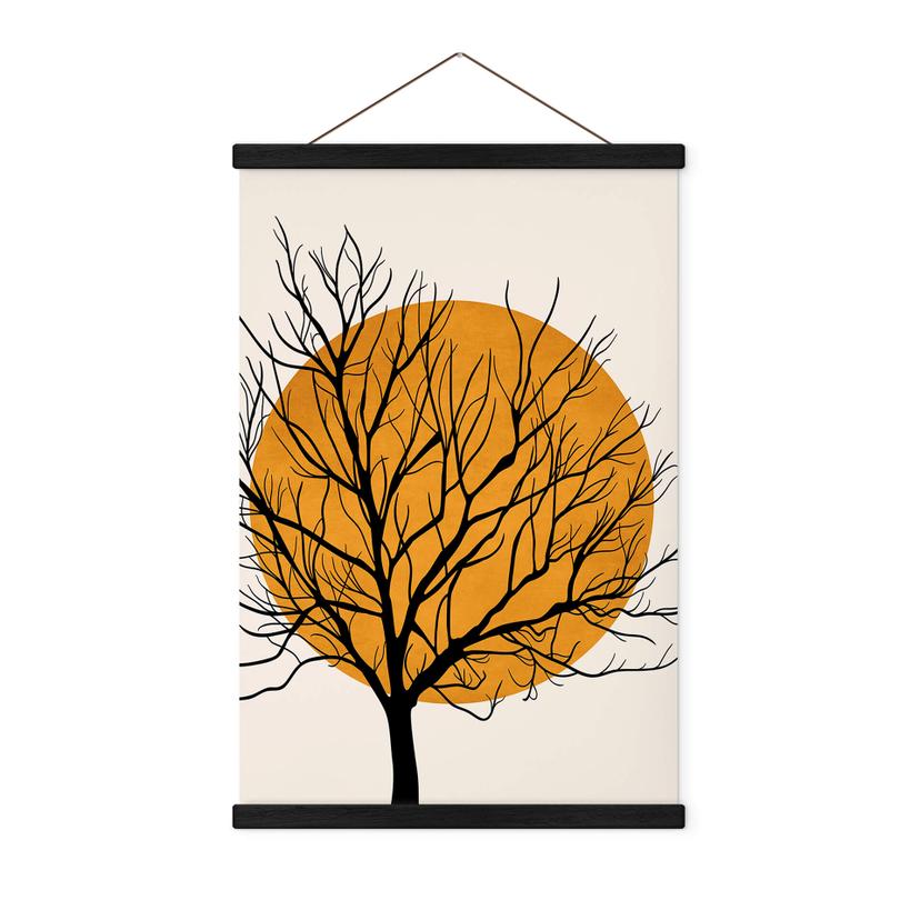 Tekstil plakat Kubistika - Golden Sun behind a Tree