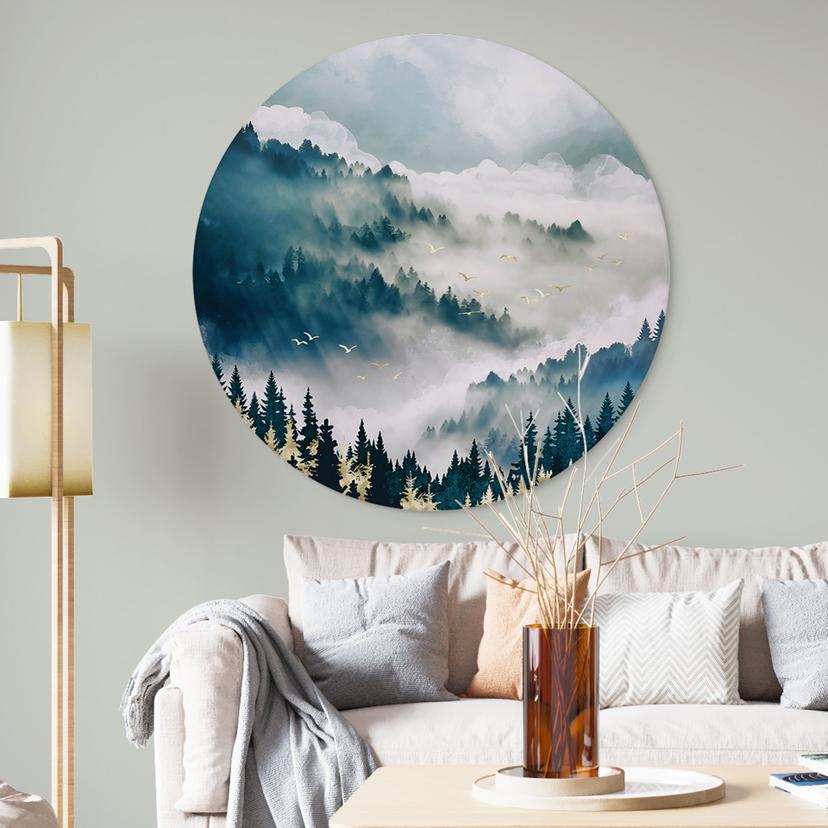 Decorazione murale in Dibond Nebbia misteriosa nella foresta - SpaceFrog Designs