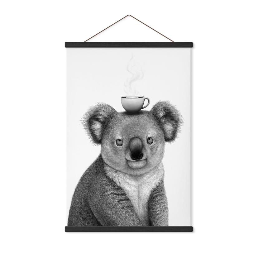 Affiche textile Koala avec café - Korenkova