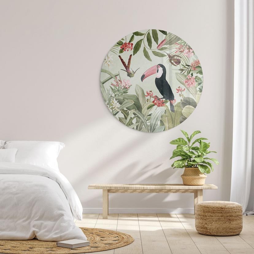 Tableau sur verre Toucan dans une jungle paradisiaque - UN Designs