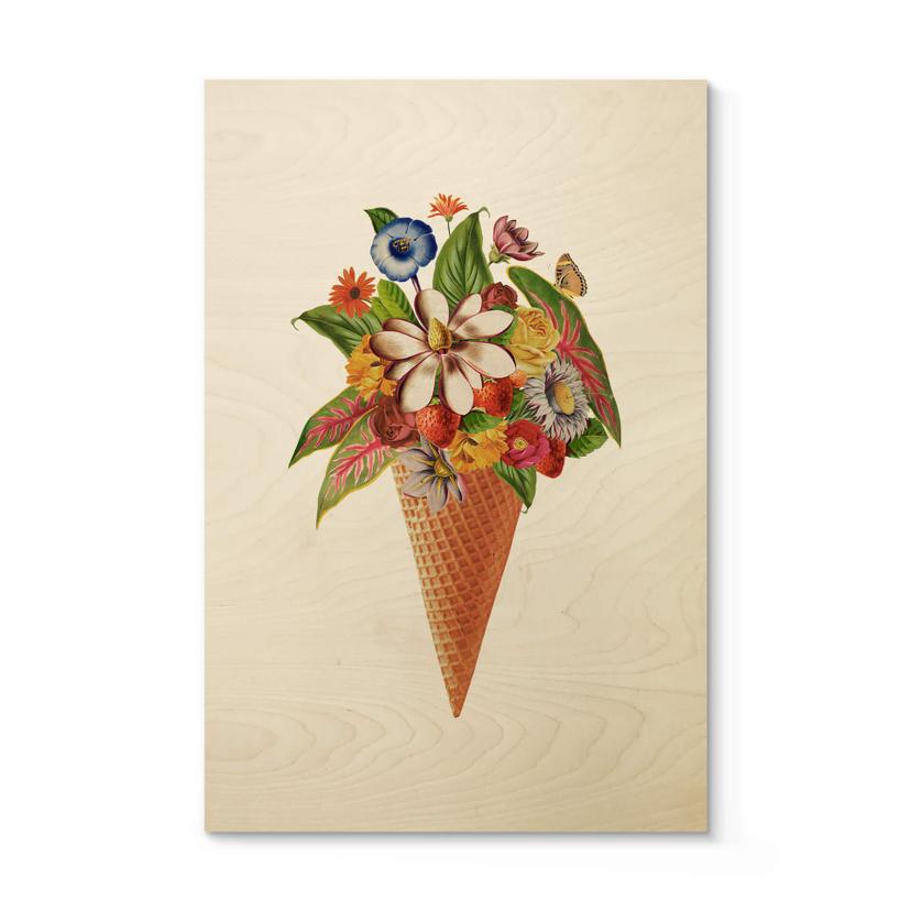 Cuadro de madera Frida Floral Studio - Cucurucho de helado en flor