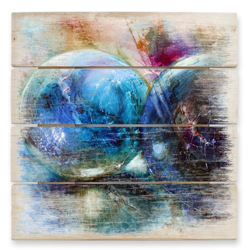 Cuadro de madera Schmucker - Canicas azules - 40x41,5 cm