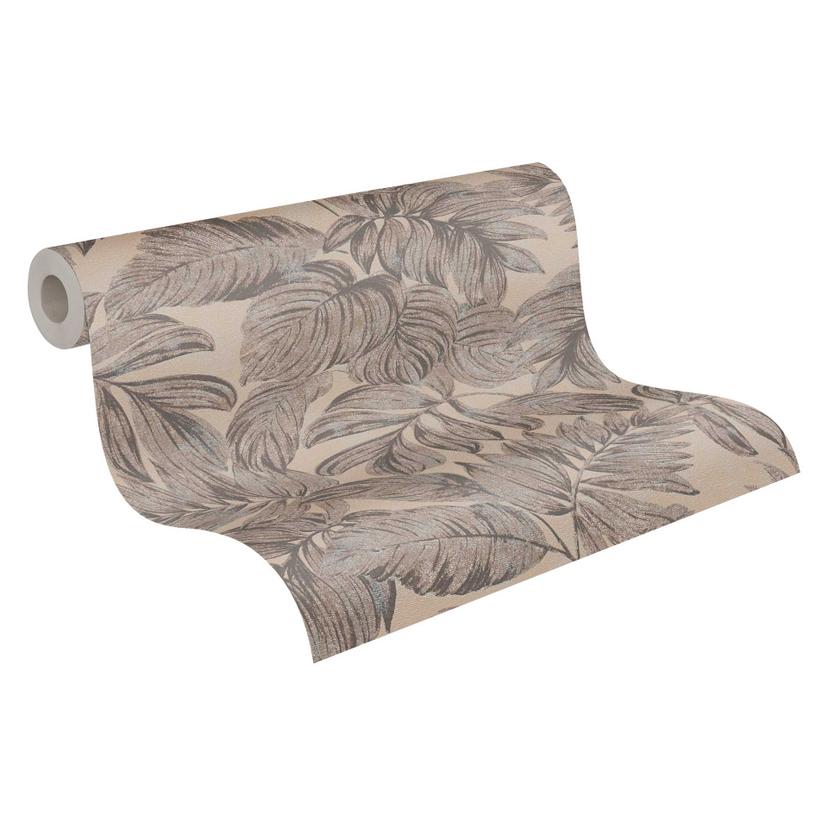 carta da parati con foglie di palma marrone grigio - carta da parati jungle per camera da letto