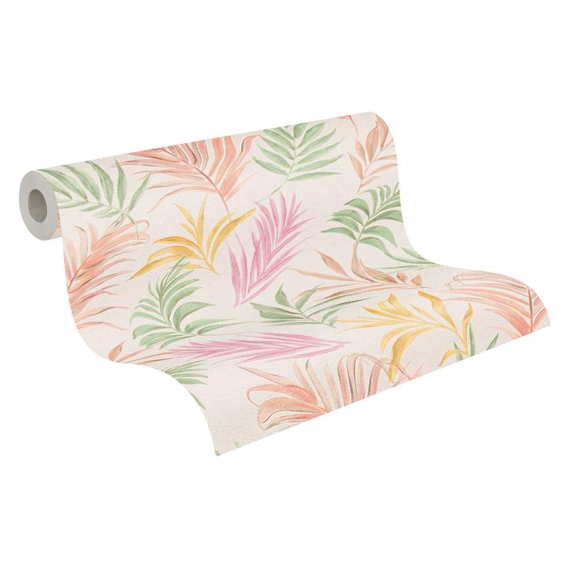 Carta da parati COSMOPOLITAN con foglie colorate - Carta da parati in tessuto non tessuto floreale c
