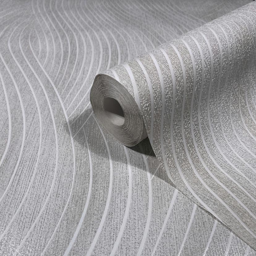Non-woven tapet i grått vågliknande utseende textur grafisk modern