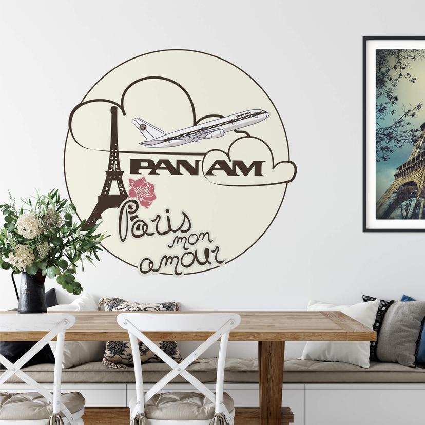 Muursticker Pan Am Paris mon amour