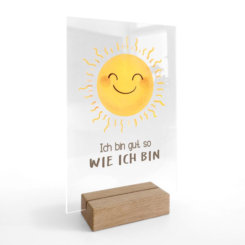 Tischaufsteller mit Sonne - kindgerechte Selbstliebe 'Ich bin gut so wie ich bin'