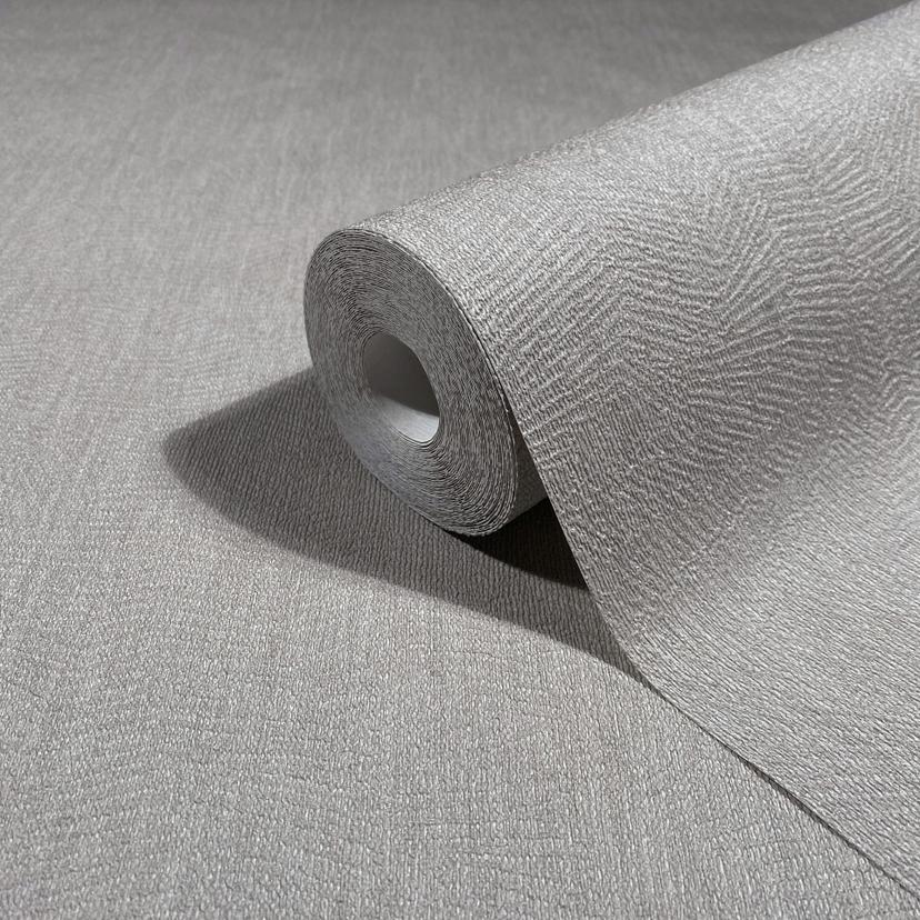 Papel pintado no tejido textura yeso aspecto liso mate en gris