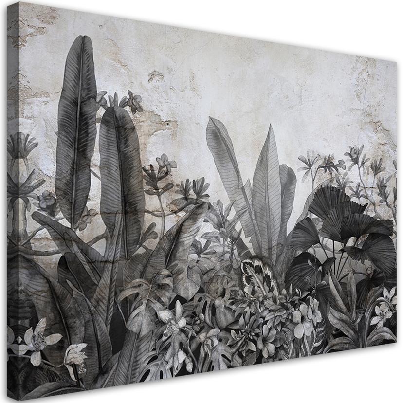 Canvasbillede, Jungle blade beton grå