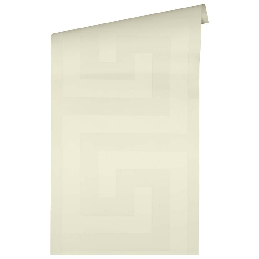 meander tapet Versace i hvidt non-woven tapet geometrisk design luksus
